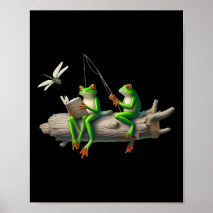 Vier Beine Frosch Auf Einem Baumstamm Frosch Fisch Poster