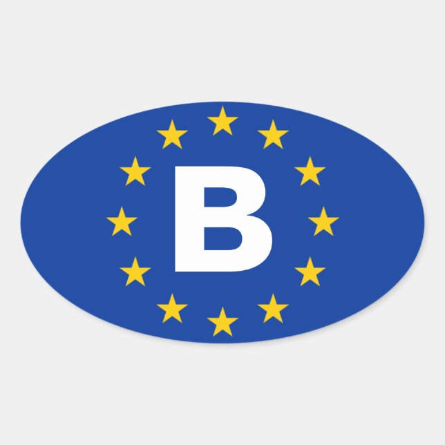 VIER BELGIEN "B" Europäische Gewerkschaft Ovaler Aufkleber (Vorderseite)