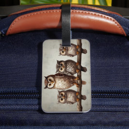 Vier bezaubernde Eulen Gepäckanhänger