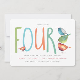 Vier Birdie Vierte Geburtstagsparty Einladung