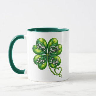 Vier-Blatt-Klee-Hoffnung-Glaube-Liebe-Glück-Tasse Tasse