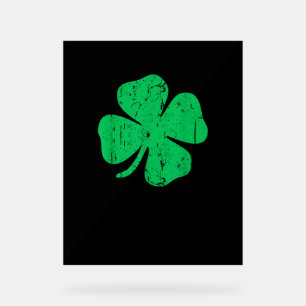 Vier-Blatt-Klee-T-Shirt Vintage St. Patrick Tag Acrylschild