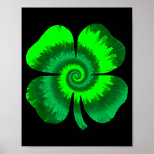 Vier-Blatt-Klee-Tie-Dye-St.-Patricks-Tag-Glücksshi Poster