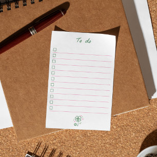 Vier-Blatt-Kleeblatt-Ästhetik-To-Do-Liste Post-it Klebezettel