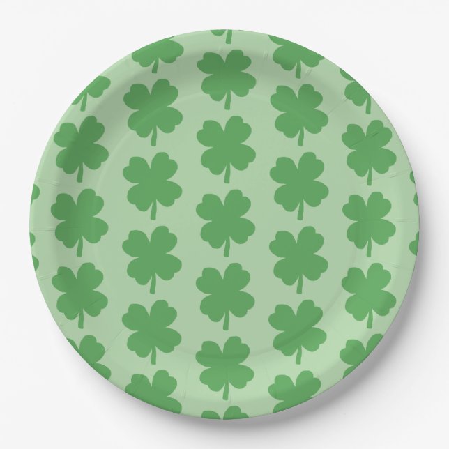 Vier-Blatt-Kleeblatt-Irischer-St.-Patricks-Tag Pappteller (Vorderseite)