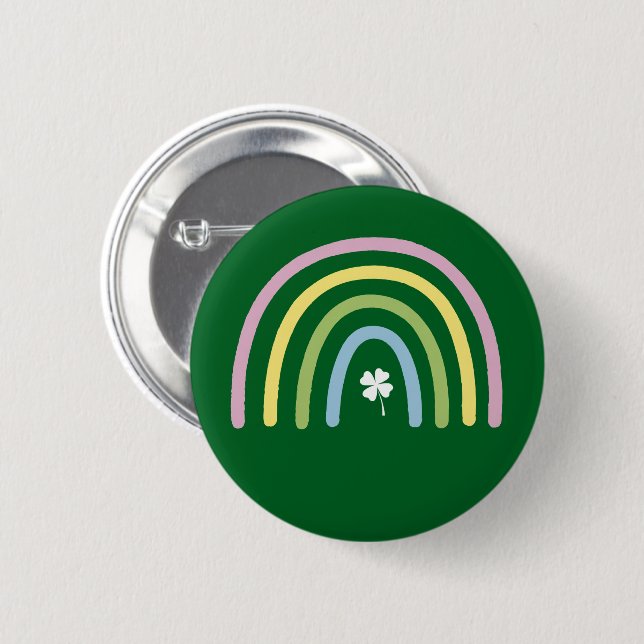 Vier-Blatt-Kleeblatt-Regenbogen St. Patrick's Day  Button (Vorne & Hinten)
