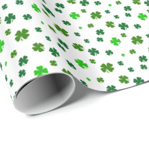 Vier-Blatt-Kleeblatt-Shamrock-Irische Geschenkverp Geschenkpapier