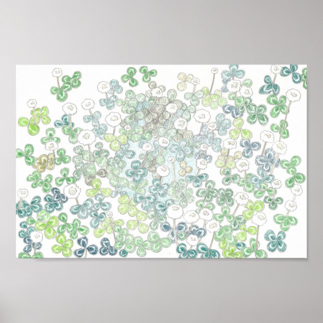 Vier-Blatt-Kleeblatt und weißes Kleeblatt/つ 葉 の ロ四 Poster (Vorne)
