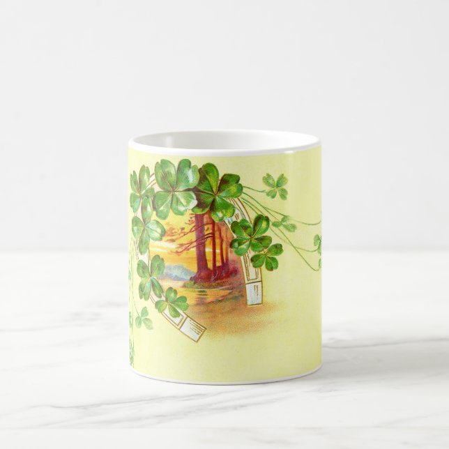 Vier blättrige Klee und Hufeisen Tasse (Mittel)