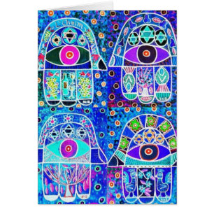 Vier Blau Hamsa Vintage Tapastry Judaika