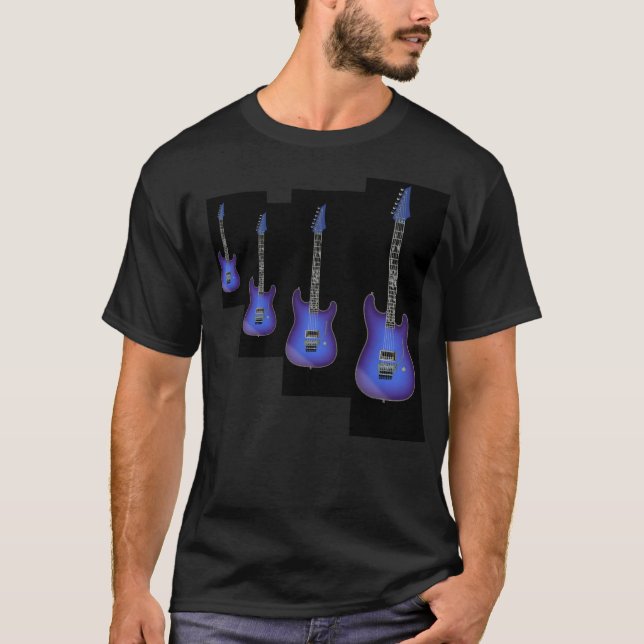 Vier blauer Drache-Gitarren-T - Shirt (Vorderseite)