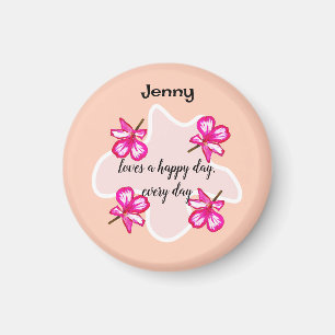 Vier blorrosa Blume Magnet