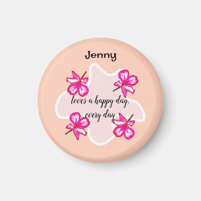 Vier blorrosa Blume Magnet (Vorne)