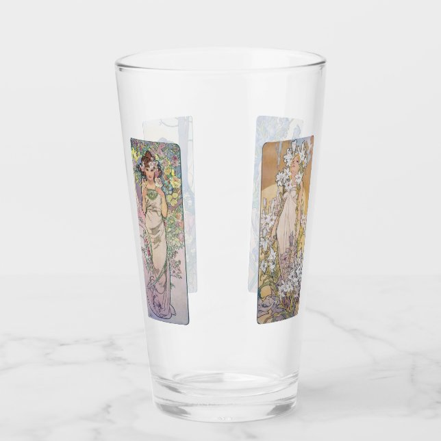 Vier Blume, Alphonse Mucha Glas (Vorderseite)
