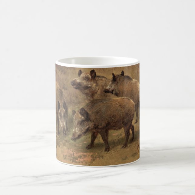 Vier Boars in einer grandiosen Landschaft (von Ros Kaffeetasse (Mittel)