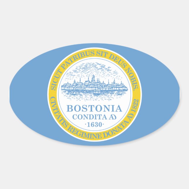 VIER Boston-Flagge Ovaler Aufkleber (Vorderseite)