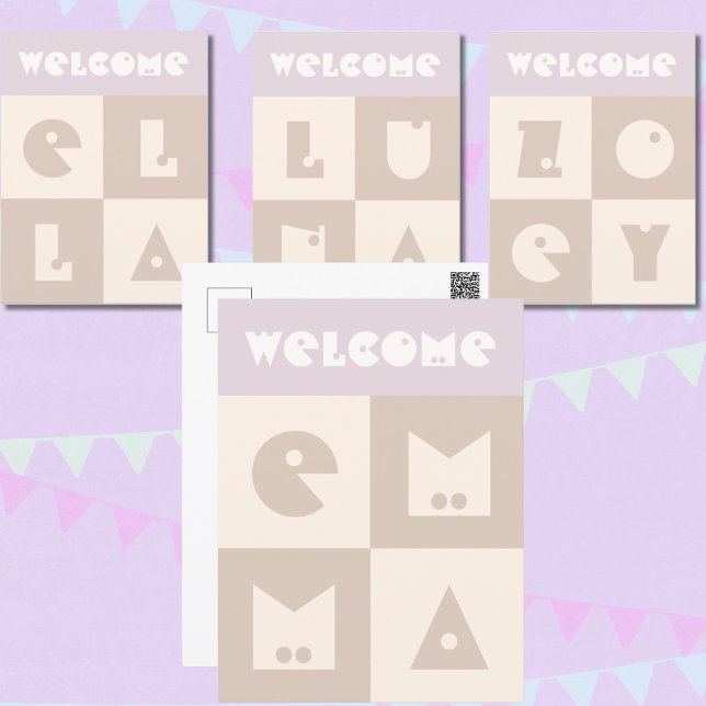 Vier-Buchstaben-Gratulation für das neugeborene Mä Postkarte (Von Creator hochgeladen)