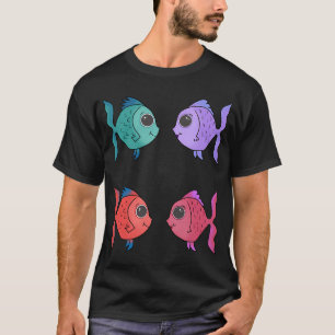 Vier bunte Cartoon-Fische - Niedlich T-Shirt
