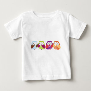 Vier bunte Eulen Baby T-shirt