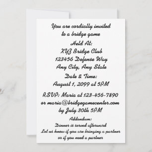 Vier-Card-Anzug für einen guten Bridge-Partner gew Einladung