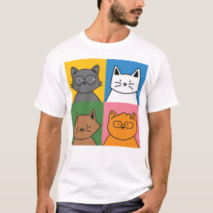 Vier Cat Faces Album Cover T-Shirt