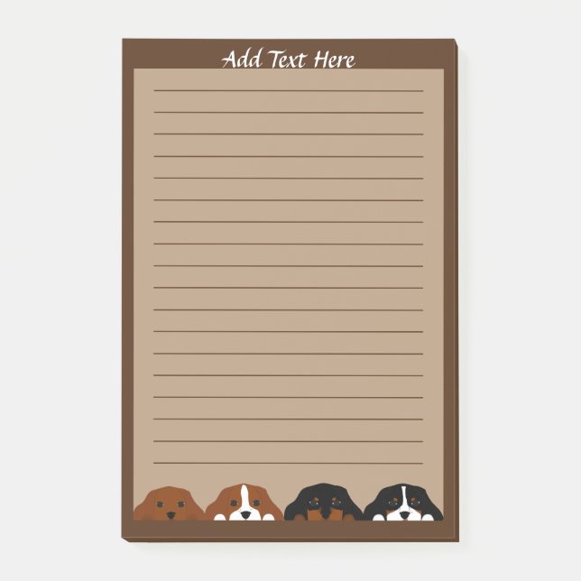 Vier Cavalier King Charles Spanisch Welpen Hund Post-it Klebezettel (Vorderseite)