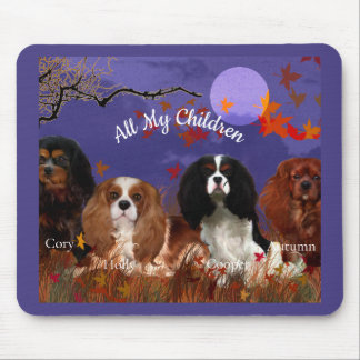 Vier Cavalier-Spaniels Herbst-Nacht-Mauspad Mousepad