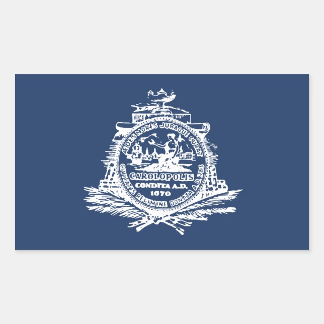VIER Charleston, SC Flag Rechteckiger Aufkleber (Vorderseite)