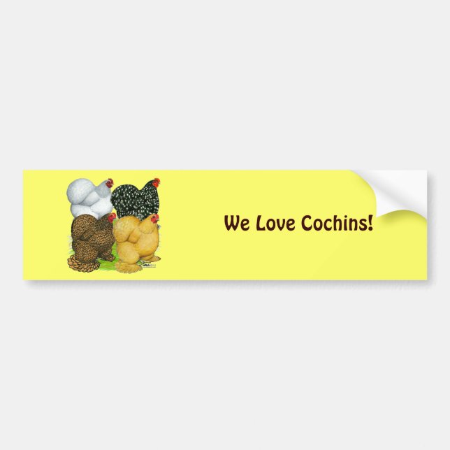 Vier Cochin Hens Autoaufkleber (Vorne)