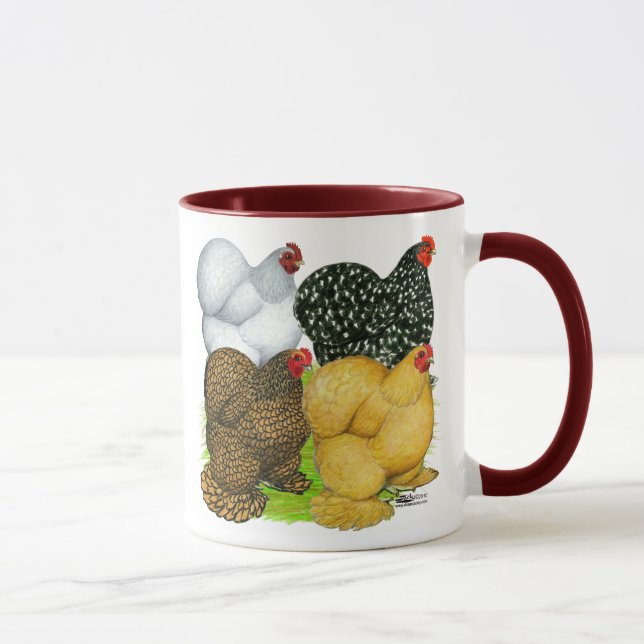 Vier Cochin Hens Tasse (Rechts)