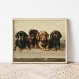 Vier Dachshund-Welpen   Carl Reichert Poster