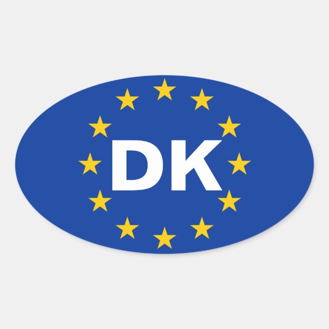 VIER Dänemark "DK" Europäische Gewerkschaft Flag Ovaler Aufkleber (Vorderseite)
