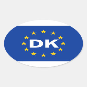 VIER Dänemark "DK" Europäische Gewerkschaft Flag Ovaler Aufkleber