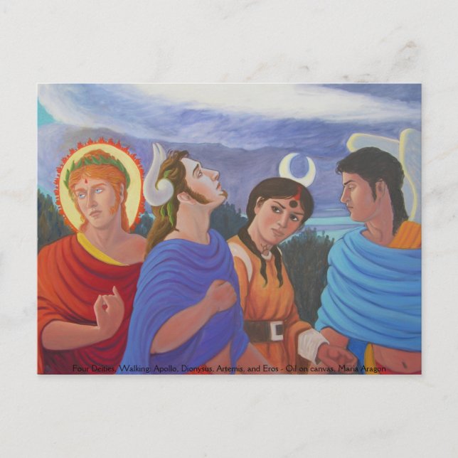 Vier Deities Walking Postkarte (Vorderseite)