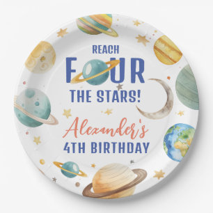 Vier der Sterne Junge Galaxy 4. Geburtstag Party Pappteller