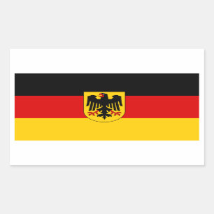 VIER Deutschland Tricolor mit Wappen Rechteckiger Aufkleber