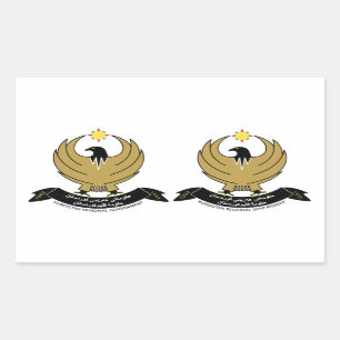 VIER Doppel-Kurdistan-Wappen Rechteckiger Aufkleber