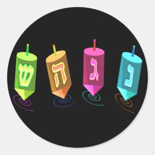 Vier Dreidelsklammern Runder Aufkleber