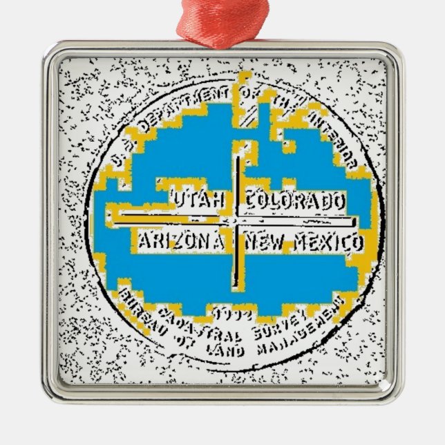 Vier Ecken vier Staaten Ornament Aus Metall (Vorne)