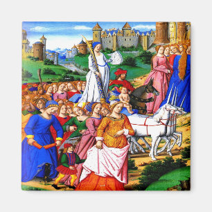 "Vier Einhörner führen die Prozession " Magnet