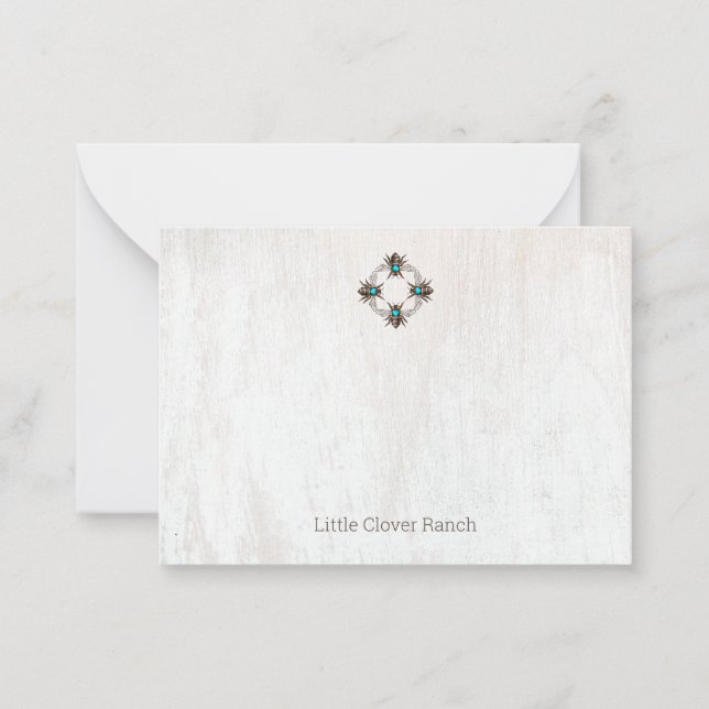 Vier elegante Bienen Rustic Wood Business Card Mitteilungskarte (Vorderseite)