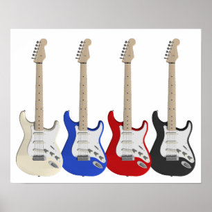 Vier, elektrische Gitarren Poster