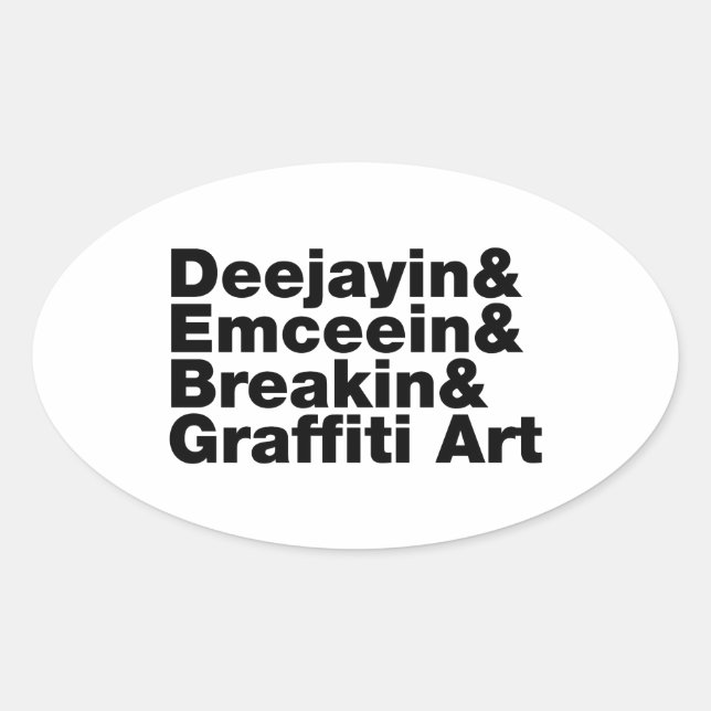 Vier Elemente des Hip Hop Ovaler Aufkleber (Vorderseite)