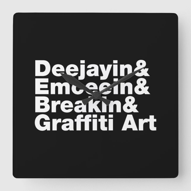 Vier Elemente des Hip Hop Quadratische Wanduhr (Vorderseite)