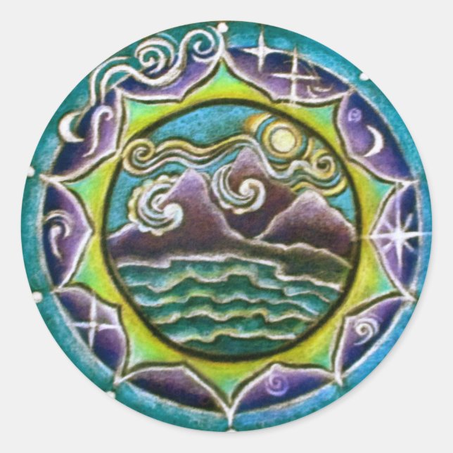 Vier Elemente Mandala Aufkleber Erde, Wasser, Feue (Vorderseite)