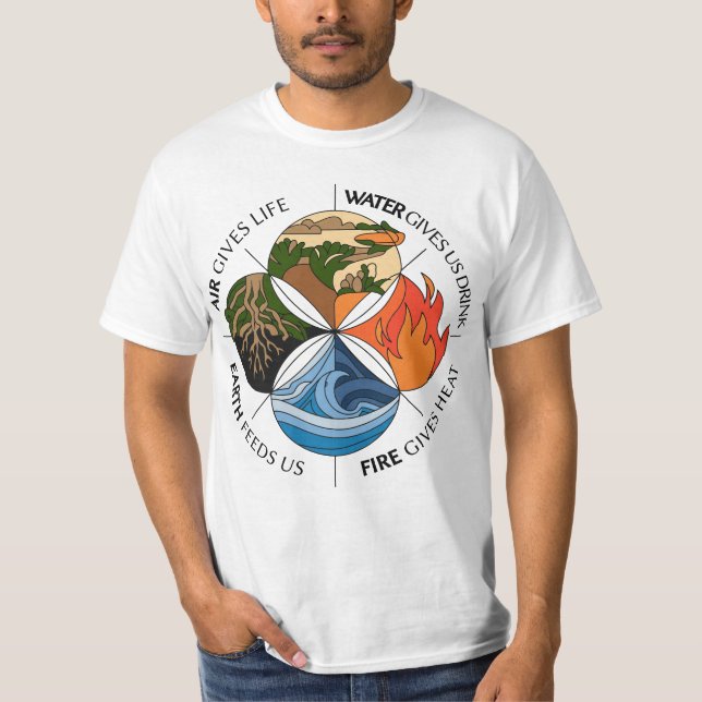 Vier Elemente Symbol-Nature-Inspiriert Design T-Shirt (Vorderseite)