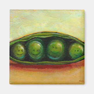 Vier Erbsen in einer tollen, einzigartigen Kunst Magnet