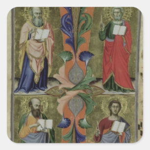 Vier Evangelisten aus dem 14. Jahrhundert (Vellum) Quadratischer Aufkleber