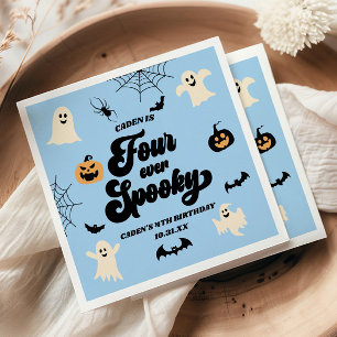 Vier Ever Groovy Blue Halloween 4. Geburtstagsfeie Serviette