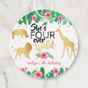 Vier Ever Wild Girls 4. Geburtstag Gefälligkeitsta Geschenkanhänger